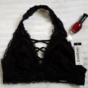 Bebe Intimates Black Lace Bralette Size M.